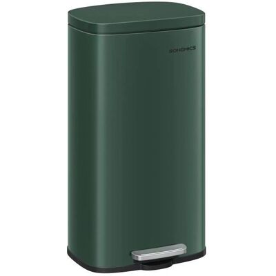 SONGMICS Kitchen Pedal Rubbish Bin - Hinged Lid, 30L, Stainless Steel SONGMICS Kitchen Pedal Rubbish Bin - Hinged Lid, 30L, Stainless Steel