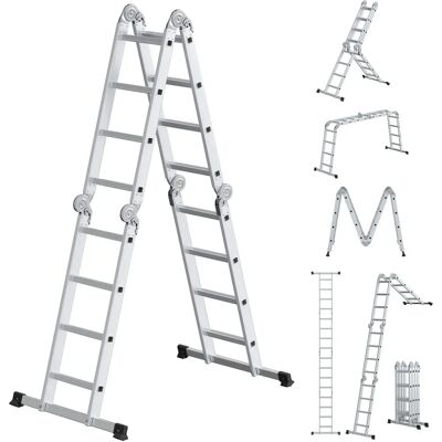SONGMICS Ladder - Multi-Purpose Folding Ladder - 16 Steps, 430 cm, Silver SONGMICS Ladder - Multi-Purpose Folding Ladder - 16 Steps, 430 cm, Silver