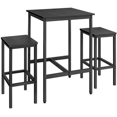 VASAGLE Tavolo da Bar Nero con Sgabelli - Set Compatto per Pranzo VASAGLE Tavolo da Bar Nero con Sgabelli - Set Compatto per Pranzo