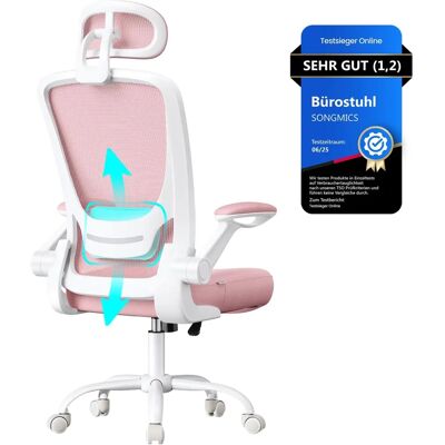 SONGMICS Bürostuhl - Pastellrosa - Ergonomisch mit Wippfunktion SONGMICS Bürostuhl - Pastellrosa - Ergonomisch mit Wippfunktion