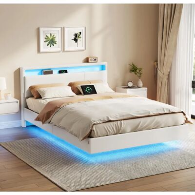 VASAGLE Bettgestell mit LED-Beleuchtung und Ladestation - Bett VASAGLE Bettgestell mit LED-Beleuchtung und Ladestation - Bett