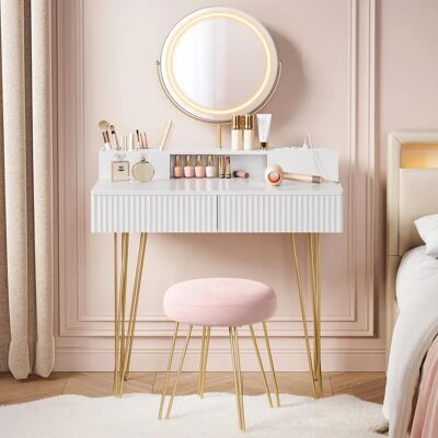 Ninguno Coiffeuse avec Tabouret et Éclairage - Mobilier de Chambre Ninguno Coiffeuse avec Tabouret et Éclairage - Mobilier de Chambre