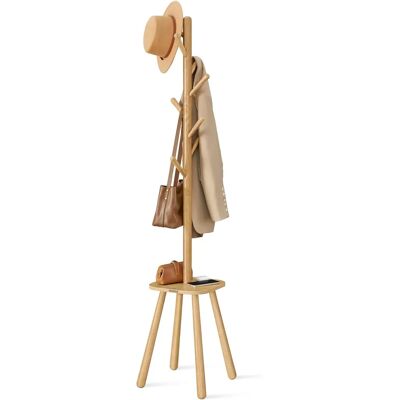 VASAGLE Attaccapanni con 8 ganci e mensola - Beige naturale VASAGLE Attaccapanni con 8 ganci e mensola - Beige naturale