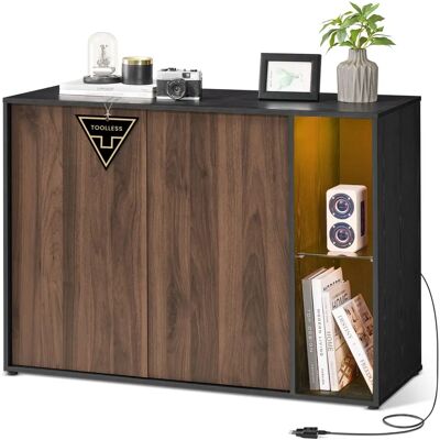 Buffet SONGMICS Noyer Naturel et Noir Boisé - Assemblage sans outils Buffet SONGMICS Noyer Naturel et Noir Boisé - Assemblage sans outils