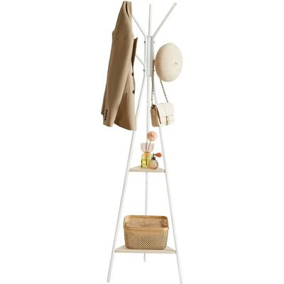 VASAGLE Pearl White Coat Rack - Coat Rack with 2 Shelves VASAGLE Pearl White Coat Rack - Coat Rack with 2 Shelves