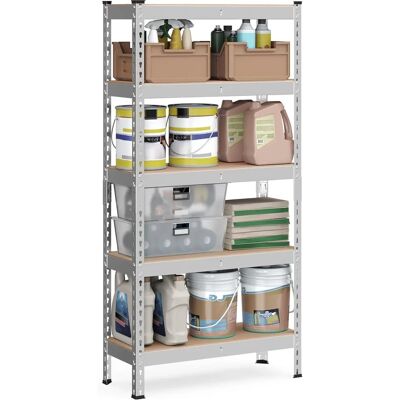 Étagère robuste à 5 niveaux - Argentée - 30T x 150B x 150H cm - Publicité Étagère robuste à 5 niveaux - Argentée - 30T x 150B x 150H cm - Publicité