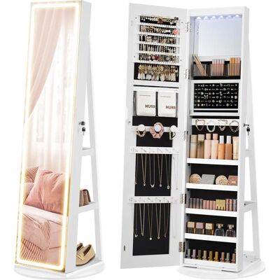 SONGMICS Schmuckschrank mit LED-Beleuchtung & Spiegel - Großer Stauraum SONGMICS Schmuckschrank mit LED-Beleuchtung & Spiegel - Großer Stauraum