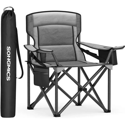 Sedia da Campeggio SONGMICS Grigio Ardesia - Pieghevole, Porta-bicchieri, Schienale Alto Sedia da Campeggio SONGMICS Grigio Ardesia - Pieghevole, Porta-bicchieri, Schienale Alto