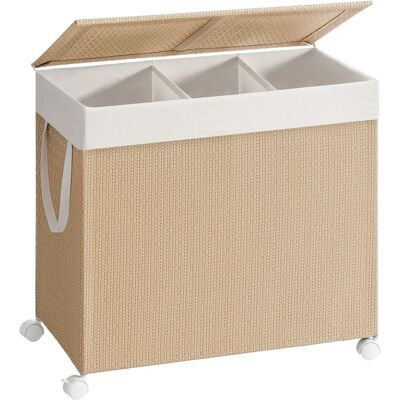 SONGMICS Pyykkikori - 2 osastoa, 100 L, beige ja valkoinen SONGMICS Pyykkikori - 2 osastoa, 100 L, beige ja valkoinen