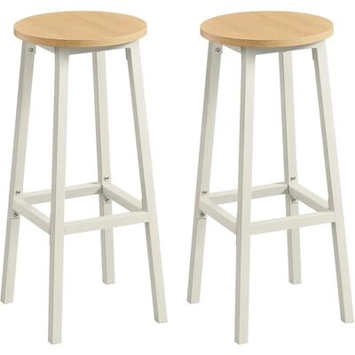 VASAGLE Tabourets de métal blancs - 74H cm - Lot de 2 VASAGLE Tabourets de métal blancs - 74H cm - Lot de 2