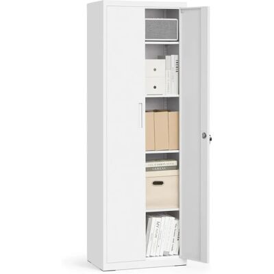 Armadio in acciaio bianco SONGMICS con doppia porta - 5 ripiani Armadio in acciaio bianco SONGMICS con doppia porta - 5 ripiani