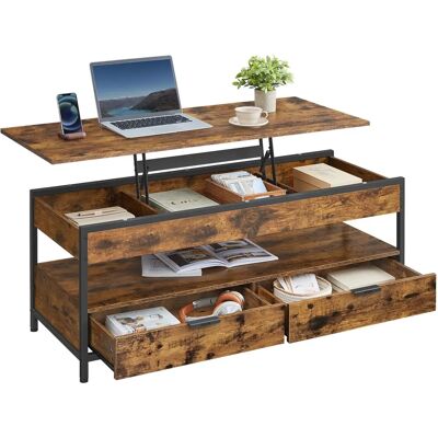VASAGLE Coffee Table with Adjustable Top, Storage Drawers, Open Shelf - Coffee Table VASAGLE Coffee Table with Adjustable Top, Storage Drawers, Open Shelf - Coffee Table