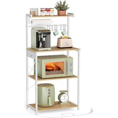 Mensola da Cucina Bianco e Oro - Mensola con prese e supporti Mensola da Cucina Bianco e Oro - Mensola con prese e supporti
