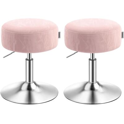 VASAGLE - Sgabello da Trucco Regolabile - Rotazione a 360° - Rosa Pastello - Tipo di Trucco VASAGLE - Sgabello da Trucco Regolabile - Rotazione a 360° - Rosa Pastello - Tipo di Trucco