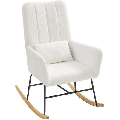 Silla mecedora cremá Songmics con reposabrazos - Hogar Silla mecedora cremá Songmics con reposabrazos - Hogar