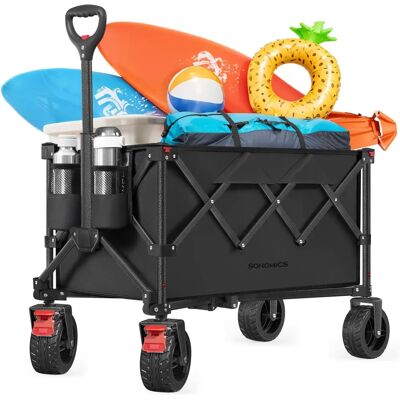 SONGMICS Negro Trolley Plegable para Jardín - Carro de Jardín, 150 L, Ruedas Removibles SONGMICS Negro Trolley Plegable para Jardín - Carro de Jardín, 150 L, Ruedas Removibles