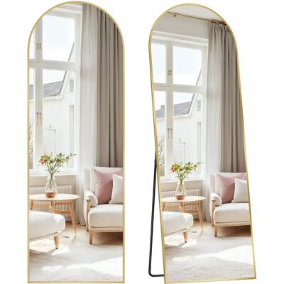 SONGMICS Lustro całostojące - Białe złoto - 160x50cm - Wypukły, zakrzywiony design - Rama z stopu aluminium - Hartkie szkło - Do sypialni, salonu, garderoby SONGMICS Lustro całostojące - Białe złoto - 160x50cm - Wypukły, zakrzywiony design - Rama z stopu aluminium - Hartkie szkło - Do sypialni, salonu, garderoby