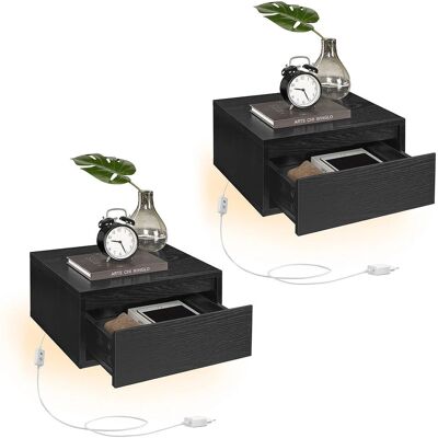 VASAGLE - Hanging Nightstand 2-Pack - 3-Panel LED Light - Nightstand VASAGLE - Hanging Nightstand 2-Pack - 3-Panel LED Light - Nightstand