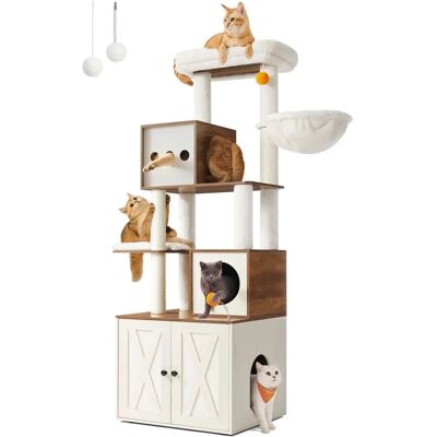 Arbre à chat avec armoire à litière - 185cm - Publicité Arbre à chat avec armoire à litière - 185cm - Publicité