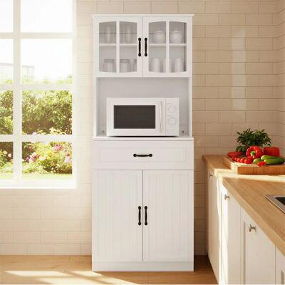 VASAGLE - Armario Alto - White - Glass Doors - Cabinet VASAGLE - Armario Alto - White - Glass Doors - Cabinet