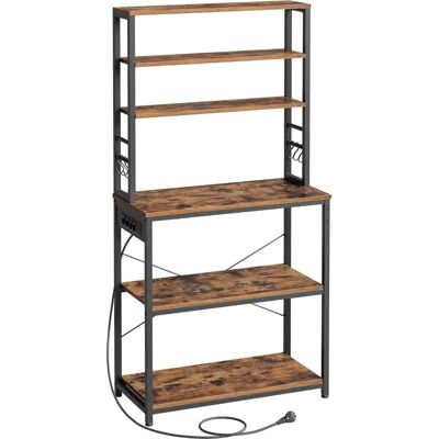 Estantería de Cocina VASAGLE con Tomas de Corriente - 6 Estantes, 6 Ganchos - 40x80x167cm Estantería de Cocina VASAGLE con Tomas de Corriente - 6 Estantes, 6 Ganchos - 40x80x167cm