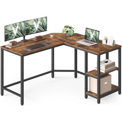 VASAGLE - L-Shaped Computer Desk - Rustic Brown & Ink Black - Space-Saving, Easy to Assemble VASAGLE - L-Shaped Computer Desk - Rustic Brown & Ink Black - Space-Saving, Easy to Assemble