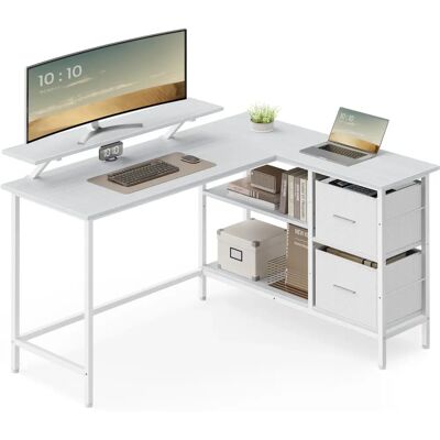 Bureau en forme de L avec 2 tiroirs - Bureau gaming d'angle - Publicité Bureau en forme de L avec 2 tiroirs - Bureau gaming d'angle - Publicité