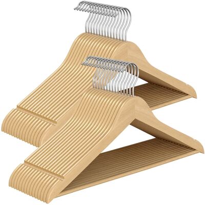 SONGMICS Birch Wood Coat Hangers - Natural Beige - Coat Hangers SONGMICS Birch Wood Coat Hangers - Natural Beige - Coat Hangers