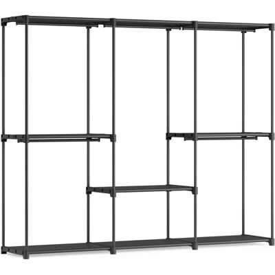 SONGMICS Black Open Wardrobe with 5 Hanging Compartments - Wardrobe SONGMICS Black Open Wardrobe with 5 Hanging Compartments - Wardrobe