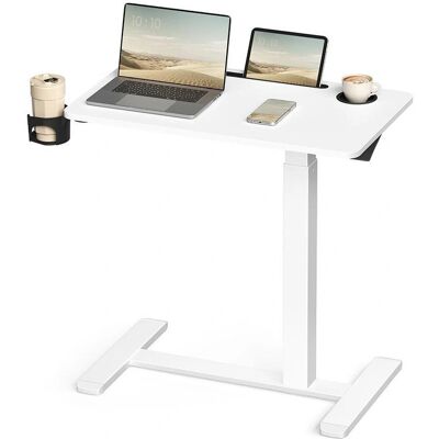 VASAGLE Weiße Verstellbare Mobile Beistelltisch - 70x40 cm - mit 2 Becherhaltern VASAGLE Weiße Verstellbare Mobile Beistelltisch - 70x40 cm - mit 2 Becherhaltern