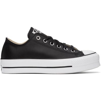 Converse Chuck Taylor All Star Lift Clean Leather Ox W - sort/sort/hvid Converse Chuck Taylor All Star Lift Clean Leather Ox W - sort/sort/hvid
