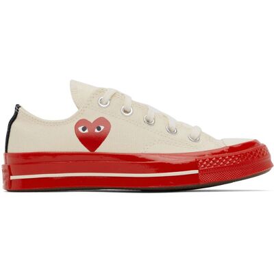 Comme des Garçons Play Off-White & Red Converse Chuck 70 Sneakers - Turnschuhe Comme des Garçons Play Off-White & Red Converse Chuck 70 Sneakers - Turnschuhe