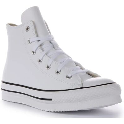 Converse White High-Top Sneakers - Platform Leather - Casual Sports Shoes Converse White High-Top Sneakers - Platform Leather - Casual Sports Shoes