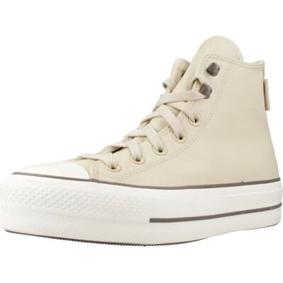 Converse Baskets Beige Chuck Taylor All Star Lift Plateforme - Cuir Waterproof - Femmes Converse Baskets Beige Chuck Taylor All Star Lift Plateforme - Cuir Waterproof - Femmes
