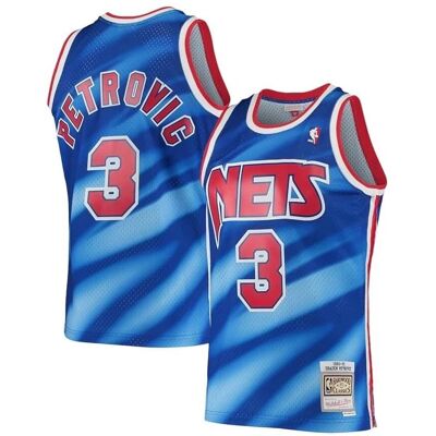 Mitchell & Ness Drazen Petrović Koszulka - Męska Niebieska Cały rok Mitchell & Ness Drazen Petrović Koszulka - Męska Niebieska Cały rok