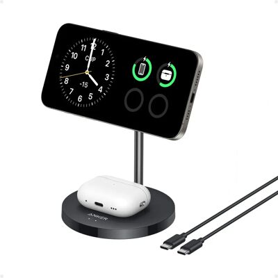 Station de recharge sans fil 2-en-1 MagGo d'Anker - Chargeur sans fil Station de recharge sans fil 2-en-1 MagGo d'Anker - Chargeur sans fil