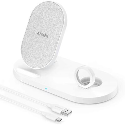 Anker PowerWave Sense 2-in-1 Stand - White - Wireless Charger Anker PowerWave Sense 2-in-1 Stand - White - Wireless Charger