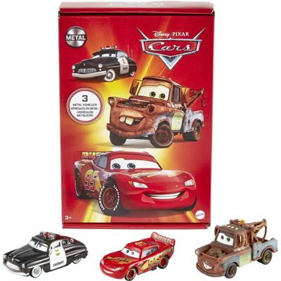 Mattel Disney Pixar Cars Pack de 3 Véhicules en Zamac - Type de produit: Voiture, Personnages: McQueen, Shérif, Mater, Âge: 3+, Matériau: Plastique, Métal, Multicolore Mattel Disney Pixar Cars Pack de 3 Véhicules en Zamac - Type de produit: Voiture, Personnages: McQueen, Shérif, Mater, Âge: 3+, Matériau: Plastique, Métal, Multicolore
