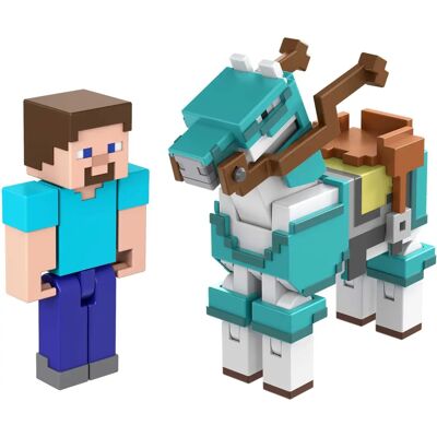 Figurine de jeu Minecraft Steve et Cheval Blindé - 8cm Figurine de jeu Minecraft Steve et Cheval Blindé - 8cm