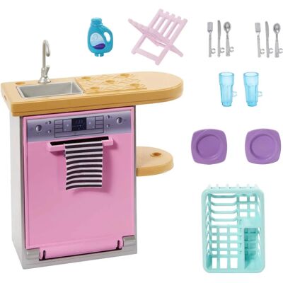 Pack de Meubles et Accessoires de Lave-Vaisselle Barbie (HJV34) - Publicité Pack de Meubles et Accessoires de Lave-Vaisselle Barbie (HJV34) - Publicité