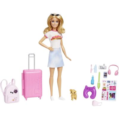 Barbie rese-docka och tillbehör (HJY18) Barbie rese-docka och tillbehör (HJY18)
