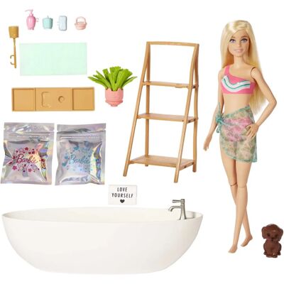 Barbie Puppe & Badewannen-Spielset, Blond, Konfetti-Seife & Zubehör (HKT92) Barbie Puppe & Badewannen-Spielset, Blond, Konfetti-Seife & Zubehör (HKT92)