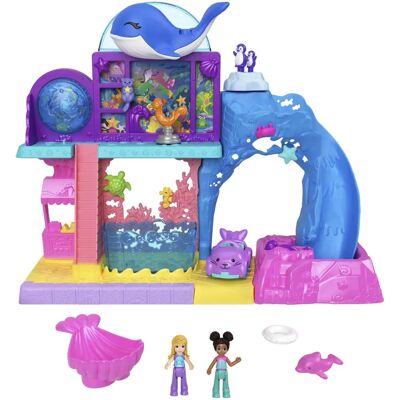 Ensemble de jeu Polly Pocket Pollyville Aquarium avec 2 poupées, voiture et accessoires Ensemble de jeu Polly Pocket Pollyville Aquarium avec 2 poupées, voiture et accessoires
