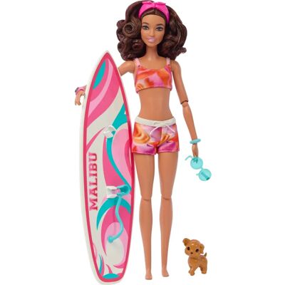 Barbie Puppe HPL69 mit Surfbrett & Welpe - Puppe Barbie Puppe HPL69 mit Surfbrett & Welpe - Puppe