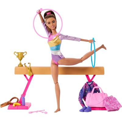 Poupée Barbie HRG53 - Brune, Barre d'équilibre, Accessoires - Publicité Poupée Barbie HRG53 - Brune, Barre d'équilibre, Accessoires - Publicité