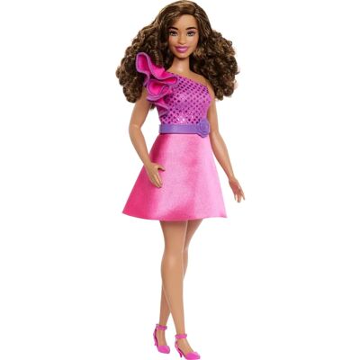Barbie Barbie Doll - 65th Anniversary Curvy Brown Hair Pink Dress Barbie Barbie Doll - 65th Anniversary Curvy Brown Hair Pink Dress