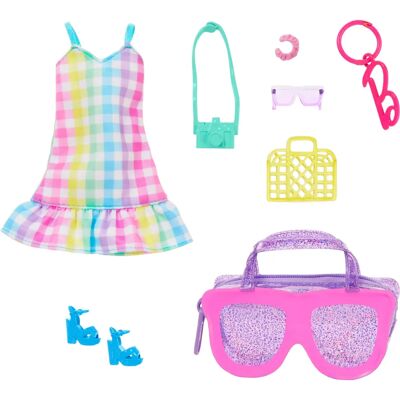 Barbie Pink Checkered Dress Play Set - Doll Barbie Pink Checkered Dress Play Set - Doll