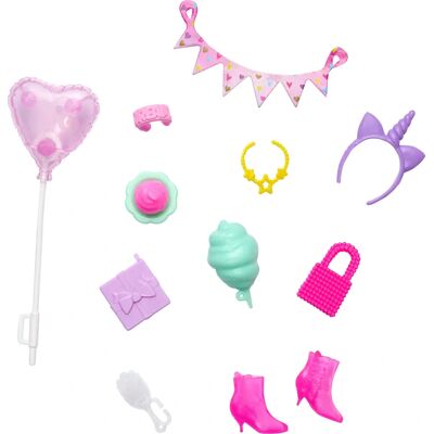 Doplňky Barbie s růžovým srdcem a balónkem - Panenka Doplňky Barbie s růžovým srdcem a balónkem - Panenka