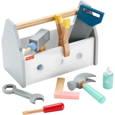 Fisher-Price Holz-Werkzeugkasten - Rollenspiel Spielzeug ab 3 Jahre Fisher-Price Holz-Werkzeugkasten - Rollenspiel Spielzeug ab 3 Jahre