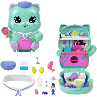 Mattel Polly Pocket Set Sail Kitty Compact - Mondes Miniatures - Publicité Mattel Polly Pocket Set Sail Kitty Compact - Mondes Miniatures - Publicité